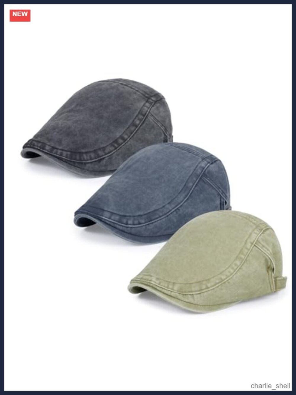 Men's 3Pc Cotton Newsboy Caps Adjustable Flat Cap Cooling Hat